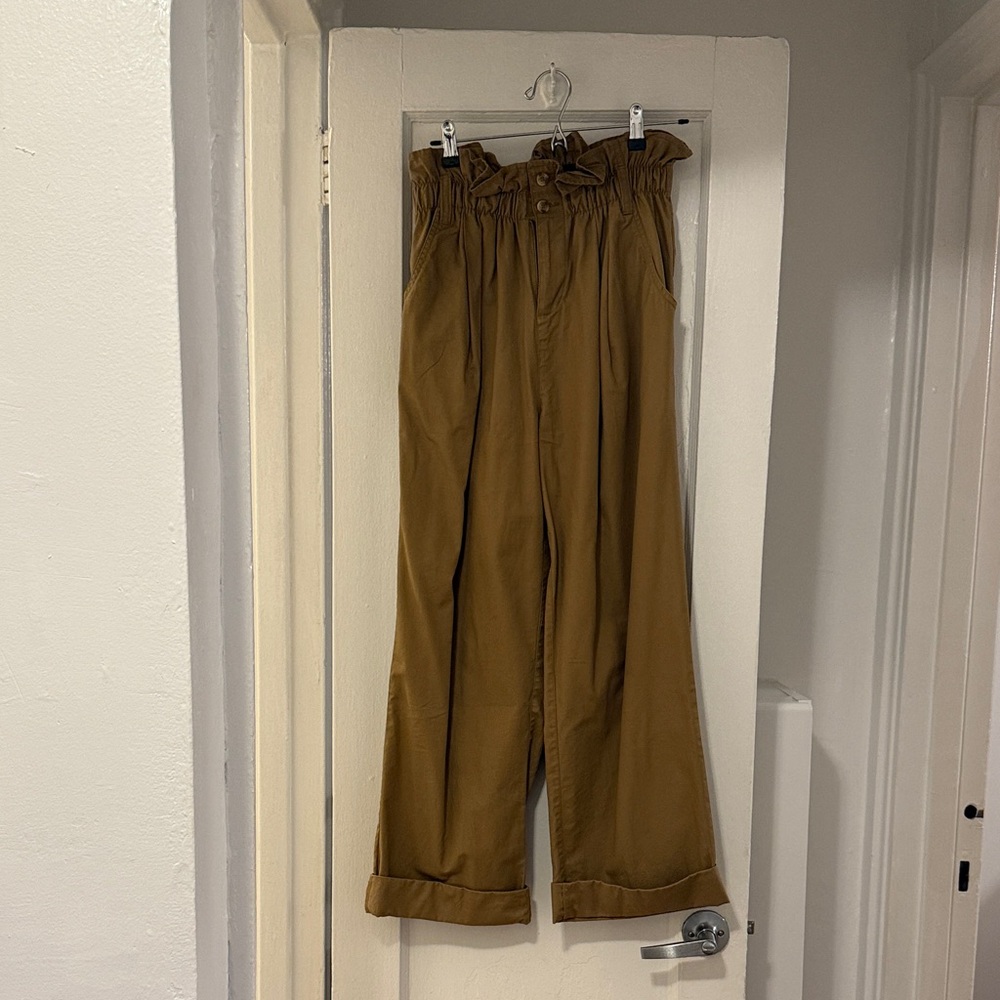 Oak + Fort Tan High-Waisted Paperbag Pants